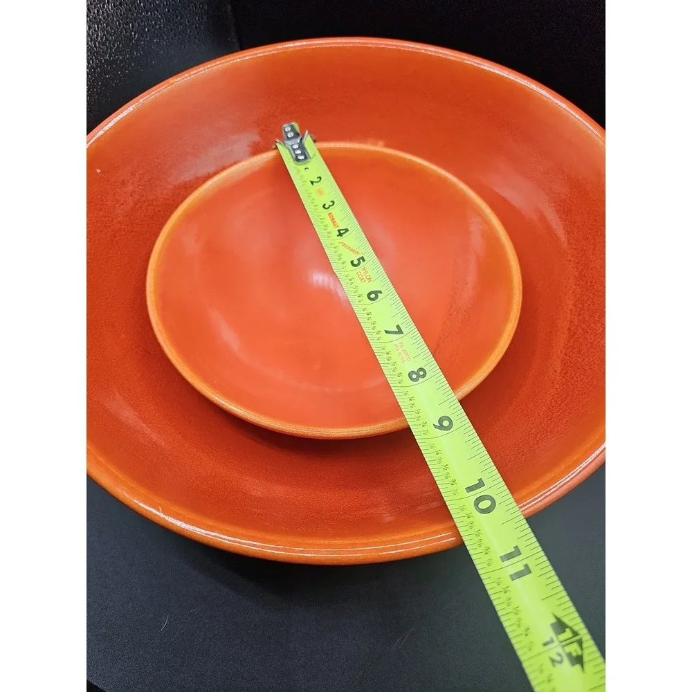 Pacific Pottery Orange Footed Salad Bowl #314 And Smaller Bowl.